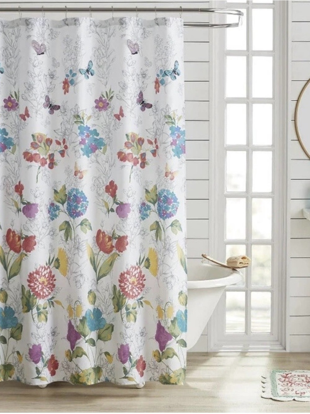 Pioneer Woman Blooming Bouquet floral embroidered shower curtain